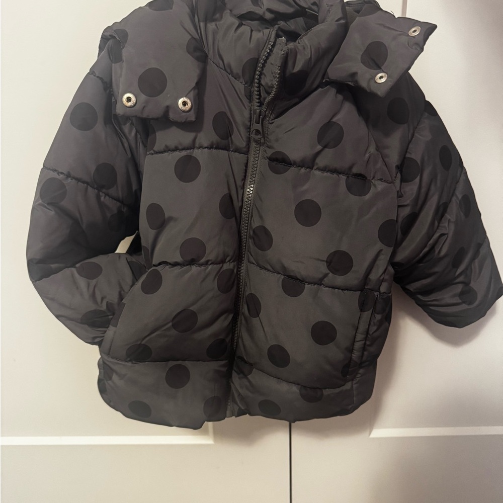 Zara Black Polka Dot Kids Puffer Jacket
